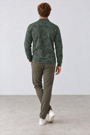 Yeni Sezon Erkek Regulat Fit İki İplik Polo Yaka Sweatshirt