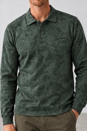 Yeni Sezon Erkek Regulat Fit İki İplik Polo Yaka Sweatshirt