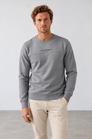 Yeni Sezon Klok Erkek Regular Fit Bisiklet Yaka Pike Sweatshirt