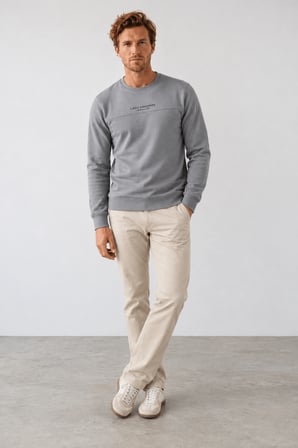 Yeni Sezon Klok Erkek Regular Fit Bisiklet Yaka Pike Sweatshirt