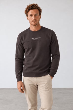 Yeni Sezon Klok Erkek Regular Fit Bisiklet Yaka Pike Sweatshirt