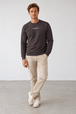 Yeni Sezon Klok Erkek Regular Fit Bisiklet Yaka Pike Sweatshirt
