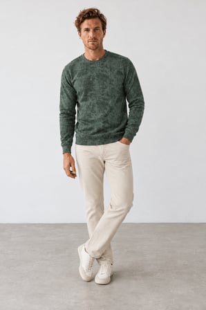Yeni Sezon Hukli Erkek Regular Fit Bisiklet Yaka Desenli Sweatshirt