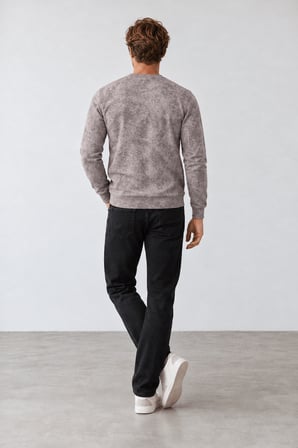 Yeni Sezon Hukli Erkek Regular Fit Bisiklet Yaka Desenli Sweatshirt