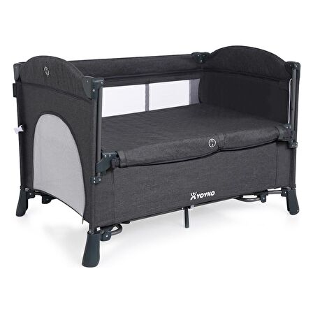 Yoyko Exclusive Comfort 8 in 1 Anne Yanı Park Yatak Oyun Parkı 70x110 - Koyu Gri