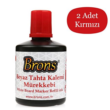Brons Beyaz Tahta Kalemi Mürekkebi 100 cc (3 Adet) Kırmızı