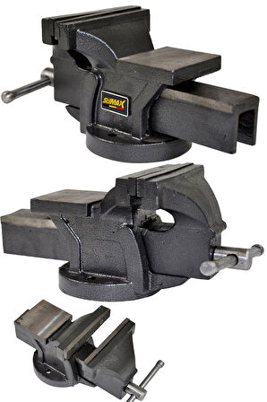 Germany 150mm 6" 360 Dönerli Taban Özel Alaşım Paslanmaz Çelik Sabit Tezgah Masa Mengenesi Örslü