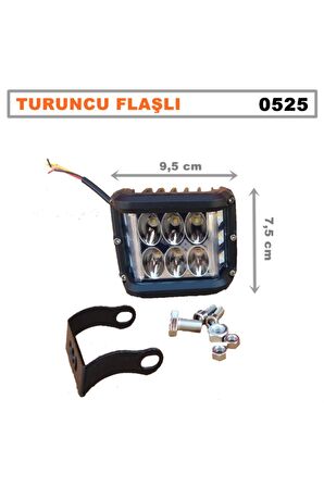 Led Bar Off Road Delici 6 Led Beyaz Işık - Turuncu Flaşlı - Siyah Çerçeve 1 Adet - Otoaksesuarbizde