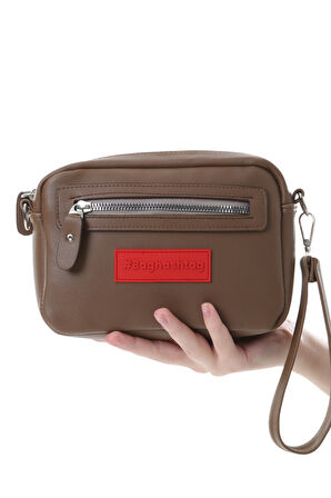 Baghashtag Kahverengi Minik Unisex 3 Gözlü Deri Çanta