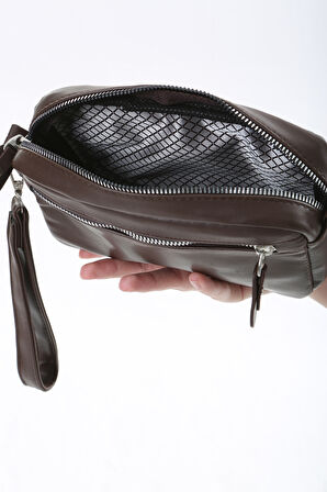 Baghashtag Koyu Kahve Minik Unisex 3 Gözlü Deri Çanta