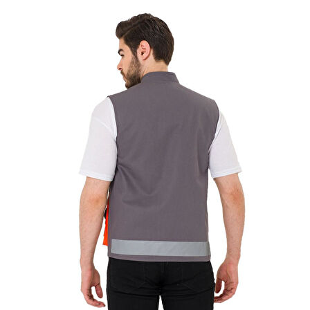 Şensel, Reflektörlü Çok Cepli Yelek, Gri-Turuncu -118E1332-