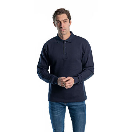 Şensel, Sweatshirt, Lacivert, Polo Yaka -107E5300- Pamuklu