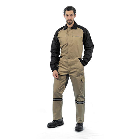 Şensel, Reflektörlü İş Tulumu, Bej-Siyah -55E2057- Üniforma