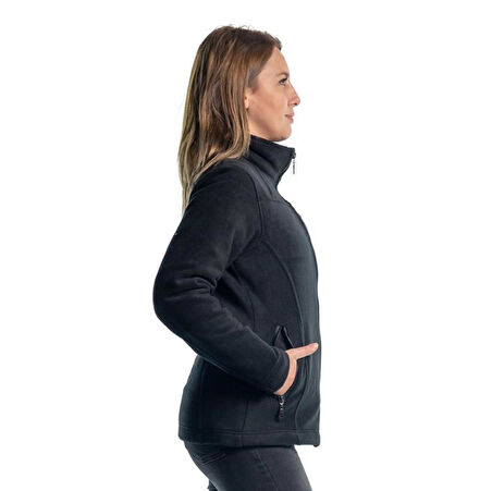 Şensel, Kadın Polar Mont, Siyah -99E350- Cepli,Fermuarlı,Outdoor
