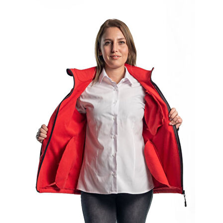 Şensel, Kadın SoftShell Mont, Kırmızı -91E2379- Su İtici