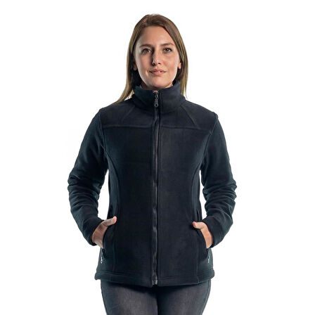 Şensel, Kadın Polar Mont, Siyah -99E350- Cepli,Fermuarlı,Outdoor