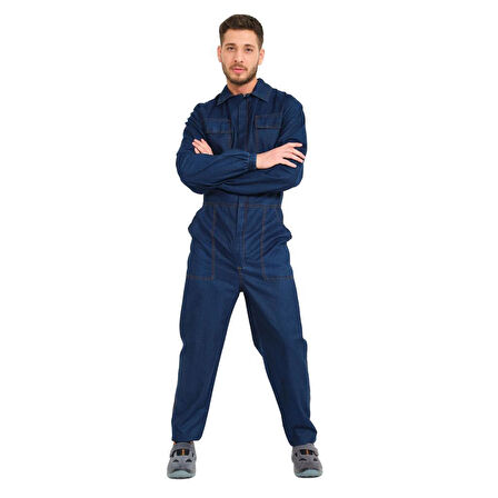 Şensel, Yazlık Kot Tulum, Lacivert -55E1445- İş Elbisesi, UNISEX