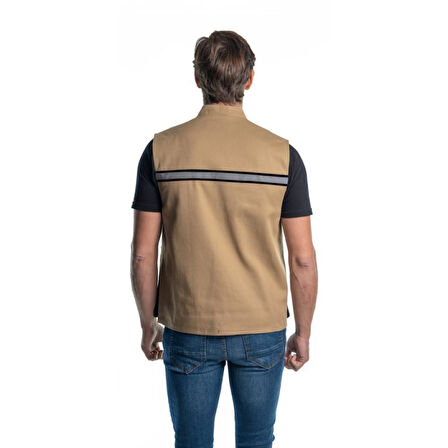 Şensel, Reflektörlü Çok Cepli Yelek Bej-Siyah -118E1557-