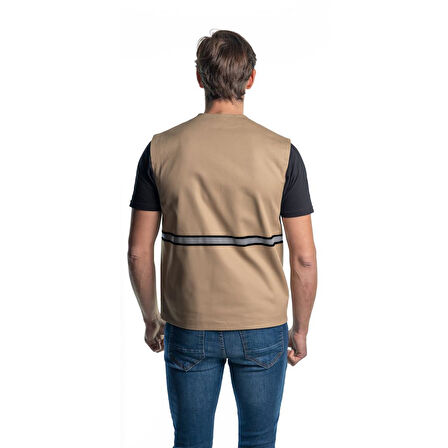 Şensel, Reflektörlü Yelek, Bej-Siyah -118E3657- İş Yeleği-Vest