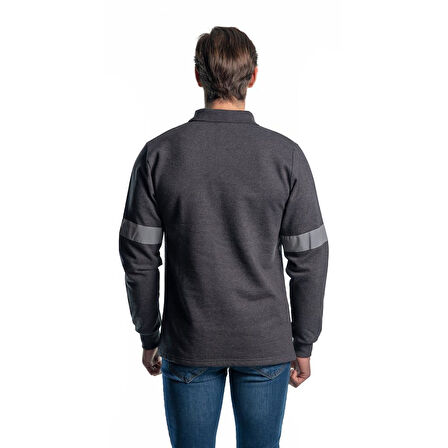 Şensel, Reflektörlü Sweatshirt, Koyu Gri, Polo Yaka -107E5632-