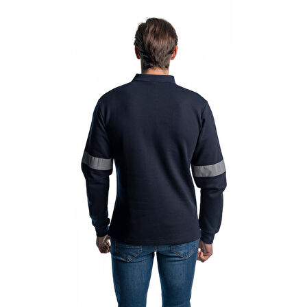 Şensel, Reflektörlü Sweatshirt, Lacivert, Polo Yaka -107E5645-