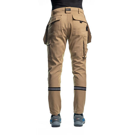 Şensel, Reflektörlü Çok Cepli İş Pantolonu, Bej-Siyah -54E3057-