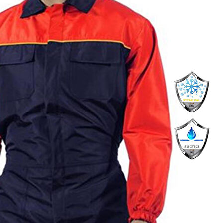 Şensel, Reflektörlü Yıkamacı Tulumu, Lacivert-Kırmızı -55E3152-