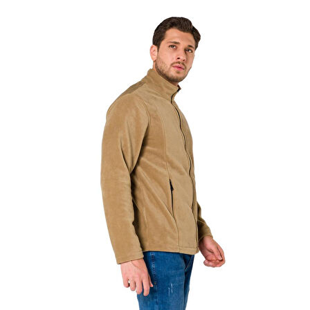 Şensel, Erkek Polar Mont, Bej -99E411- Cepli,Fermuarlı,Outdoor