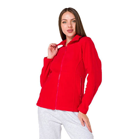 Şensel, Kadın Polar Mont, Kırmızı -99E302- Cepli, Outdoor