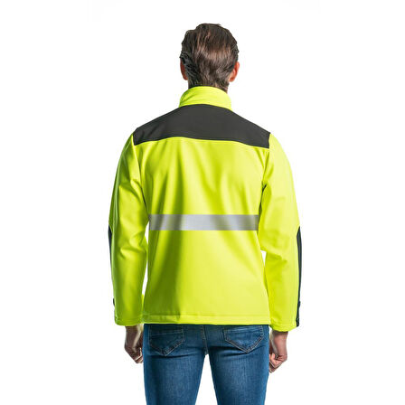 Şensel, Reflektörlü Softshell Mont, Sarı -91E2666- Su İtici