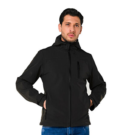 Şensel, Softshell Mont, Siyah -91E2550- Su İtici,Rüzgar Geçirmez