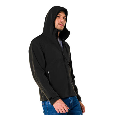 Şensel, Softshell Mont, Siyah -91E2550- Su İtici,Rüzgar Geçirmez