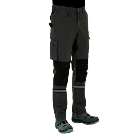 Şensel, Reflektörlü Teknik İş Pantolonu, Gri-Siyah 54E6282