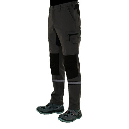 Şensel, Reflektörlü Teknik İş Pantolonu, Gri-Siyah 54E6282