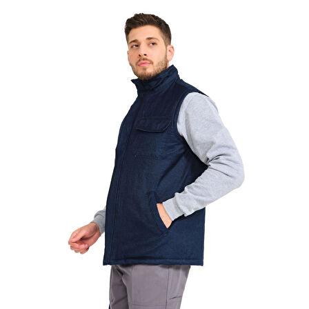 Şensel, Kapitoneli Kot Yelek, Lacivert -118E4545- Kışlık Yelek