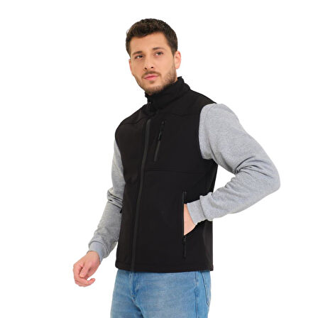 Şensel, Softshell Yelek, Siyah 118E2250 Su İtici,Rüzgar Geçirmez