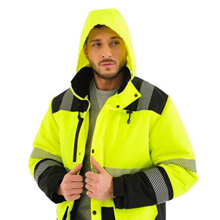 Reflektörlü Kaban 61E965 Su ve Rüzgar Geçirmez, Baskıya Uygun