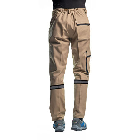 Şensel, Reflektörlü İş Pantolonu, Bej-Siyah, Komando Cepli -54E3357-