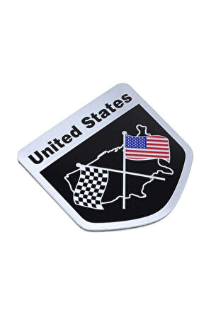 United States Çift Bayraklı Metal Etiket Arma