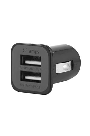 Usams Çift Usb'li Araç Çakmaklık Şarj Adaptörü Siyah