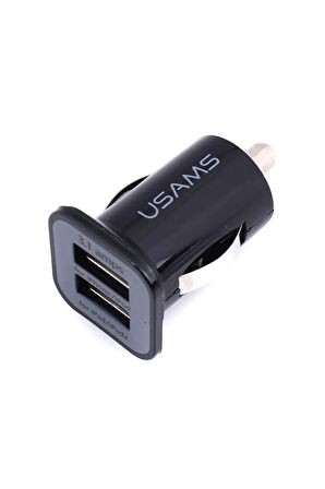 Usams Çift Usb'li Araç Çakmaklık Şarj Adaptörü Siyah