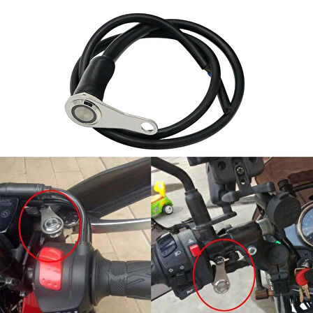 Knmaster B310 Motosiklet Bas Çek Butonu Kırmızı Ledli
