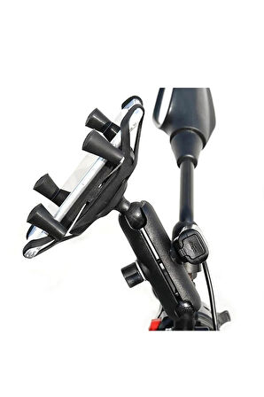 Motowolf Usb Şarj Soketli Ayna Bağlantılı Telefon Tutucu