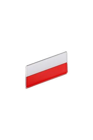 Polonya Bayrağı Tasarımlı Damlalı Alüminyum Sticker Etiket
