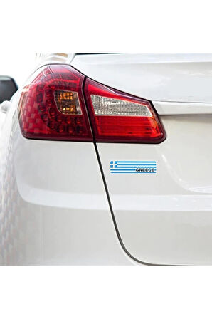 Yunanistan Bayrağı Tasarımlı Alüminyum Sticker Etiket Uzun