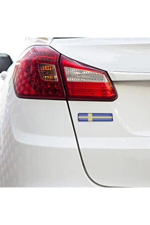 Isveç Bayrağı Tasarımlı Damlalı Alüminyum Sticker