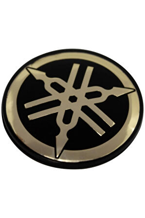 Yamaha Logo Yuvarlak Alüminyum Sticker Etiket Altın