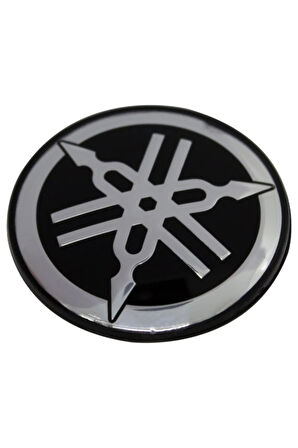 Yamaha Logo Yuvarlak Alüminyum Sticker Etiket Gümüş