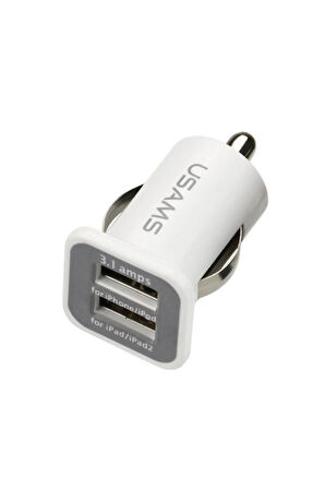 Usams Çift Usb Çakmaklık Şarj Adaptörü Beyaz