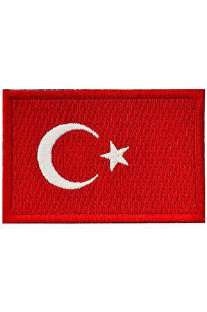 Türk Bayrağı Patch Kırmızı Nakış